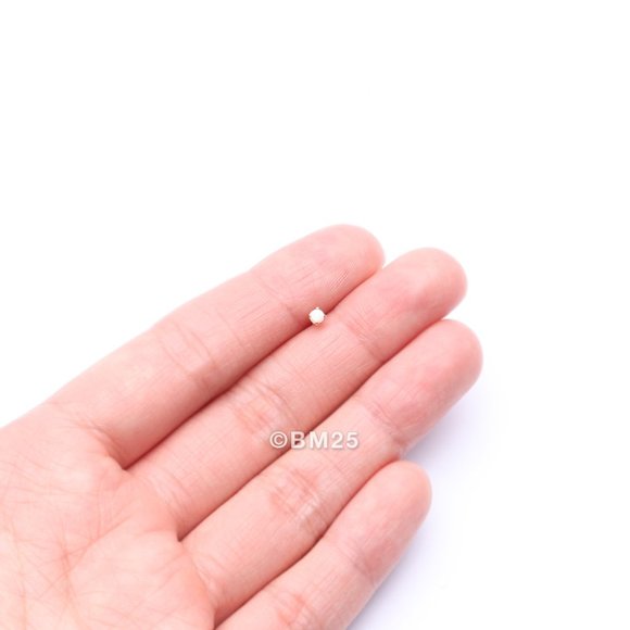 14 Karat Gold Fire Opal Prong Set Top L-Shaped Nose Ring - Picture 2 of 5